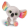Plüschiger Koala mit großen Glubschaugen und buntem Design.