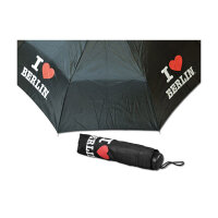 Schwarzer Taschenschirm mit Aufdruck I love Berlin und...