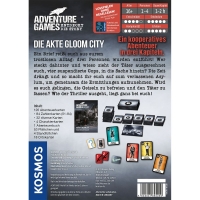 Mystery-Brettspiel Kosmos Adventure Games: Die Akte Gloom City mit spannender Story und kniffligen Rätseln.
