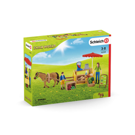 Farm World mobiler Farmstand von Schleich mit vielen detailreichen Spielfiguren und Zubehör.