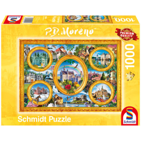 1000-teiliges Puzzle mit Schlossmotiven in bunter Farbgebung und hoher Qualität.