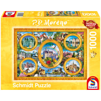 1000-teiliges Puzzle mit Schlossmotiven in bunter...