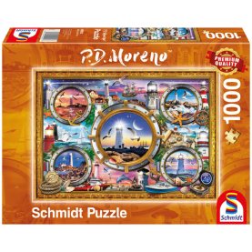 1000-teiliges Puzzle mit Leuchttürmen in kräftigen Farben und hochwertiger Verarbeitung.