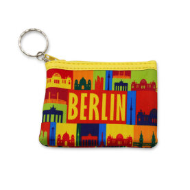 Bunte Geldbörse aus Neopren mit diversen Fächern und Reißverschluss.