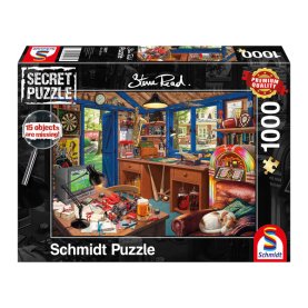 Puzzle Geheimnis der Vaters Werkstatt mit 1000 Teilen, detailreiche Motive aus einer Werkstatt.