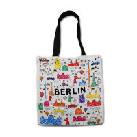 Weißer Baumwollbeutel mit Berlin-Scribble-Motiv in...