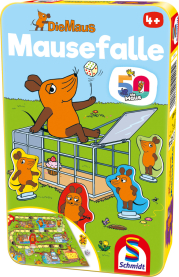 Blaue Maus-Mausefalle aus Holz mit lustigem Design für stundenlangen Spielspaß.