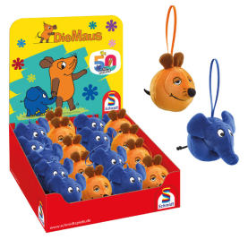 Plüschball in Form einer Maus und Elefanten mit 7cm Größe, niedlich und kuschelig für Kinder.