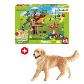 Puzzle mit 40 Teilen von Schmidt Spiele, Motiv: Fröhliche Hunde von Schleich.