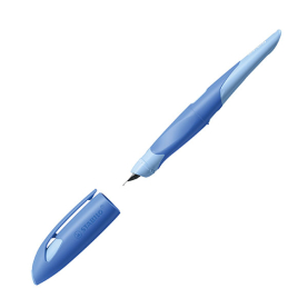 Blauer Anfängerfederschreiber EasyBirdy mit hellblauem Finish und ergonomischem Design.