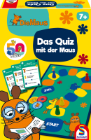 Blaues Spiel Das Quiz mit der Maus mit 100 Fragen und Maus-Logo.
