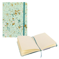 Notizbuch in Mint mit funkelndem Design, karierten Seiten...