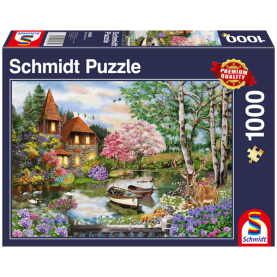 Puzzle Haus am See mit 1000 Teilen für lange Puzzle-Abende.