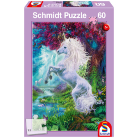 Puzzle mit Einhorn im verzauberten Garten, 60 Teile, detailreiches Motiv für alle Puzzle-Fans.