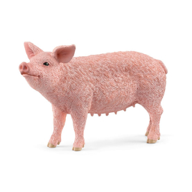 Braunes Schwein aus Kunststoff, 6 cm groß, Teil der Schleich Farm World Kollektion.