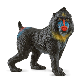 Braune Schleich Figur Mandrill aus der Wild Life Serie, handbemalt mit realistischen Details.