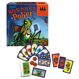 Kartenspiel Heuschrecken Poker von Schmidt mit bunten Karten und lustigem Design.