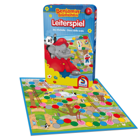 Blümchen Leiterspiel mit Benjamin Blümchen Motiven und bunten Farben.