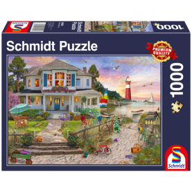 . Puzzle Das Strandhaus mit 1000 Teilen und detailreicher Strandhaus-Motivgestaltung.