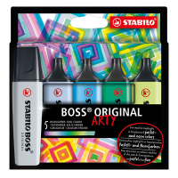 Farbenfrohe Textmarker-Sets von Boss mit 5 kalten Farben...