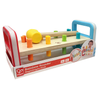 Bunte Regenbogen-Klopfbank aus Holz mit verschiedenen...