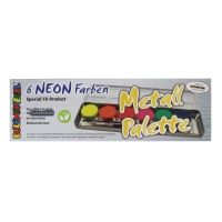 Bunte Schminkpalette mit 6 Neon- und Metallic-Farben.