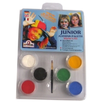 Kleine Schminkpalette mit 6 Farben für Kinder, präsentiert im Blister.