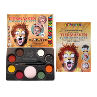 Bunte Schminkpalette mit 8 Tiermasken-Farben, Schwamm und...
