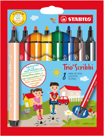 Buntes Filzstifte Trio Scribbi in 8er Etui für kreatives Malen und Schreiben.