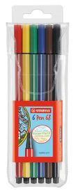 Bunte Filzstifte im 6er Etui mit kräftigen Farben und robuster Spitze.