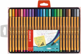 25er Etui mit bunten Finelinern Point 88 für präzises Schreiben und Zeichnen.