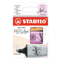 Pastellfarbene Textmarker im Mini-Format mit Etui in...