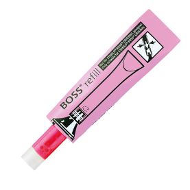 Pinkfarbener Textmarker von Boss mit Nachfüllsystem für langanhaltende Nutzung.