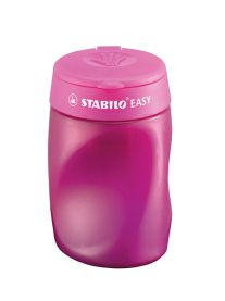 Rosa Spitzdose 3in1 mit EasySharpener für perfekt gespitzte Stifte.