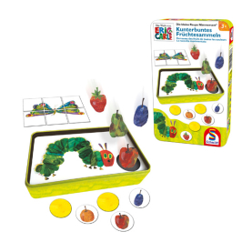 Buntes Kompaktspiel Raupe Nimmersatt zum fröhlichen Früchtesammeln.