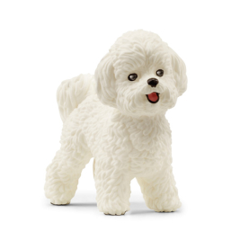 Plüschiger Bichon Frise Hund aus der Schleich Farm World Serie, 3,7 cm groß.