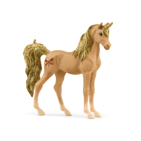 Schleich Bayala Sammeleinhorn Bernstein mit glitzerndem Fell und goldenem Horn.