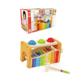 Buntes Xylophon und Hammerspiel aus Holz mit kinderfreundlichem Design und hochwertiger Verarbeitung.