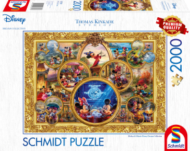 Disney Puzzle mit Motiv von Mickey und Minnie Mouse in einem Traum-Collage-Design mit 2000 Teilen.