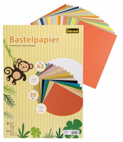 Buntes Bastelpapier A3 aus Karton mit 20 Blatt in verschiedenen Farben.