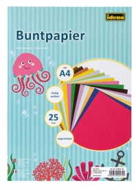 Buntpapier A4 mit 25 Blatt, sortiert, ungeheftet und geeignet für kreative Projekte.