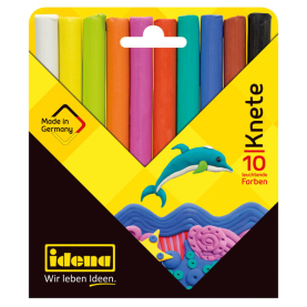 Bunte Knete in 10 verschiedenen Farben sortiert.
