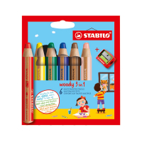 Bunte Woody 3in1 Buntstifte 6er Set mit integriertem...