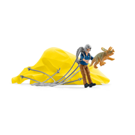 Dinosaurier-Fallschirmrettungsspielzeug von Schleich mit detailgetreuen Figuren und einem Fallschirm für stundenlangen Spielspaß.