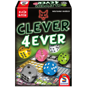 Buntes Würfelspiel Clever 4ever mit strategischem Gameplay und bunten Würfeln.