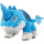 Blauer Plüsch-Drache mit großen Augen und flauschigen Flügeln.