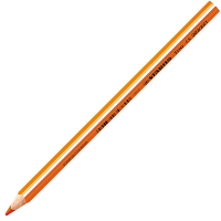 Drei dicke Buntstifte in Orange, Grün und Blau,...