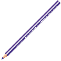 Drei dicke Buntstifte in blauvioletter Farbe.