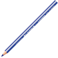 Drei ultramarinblaue dicke Buntstifte in einem Trio-Set.