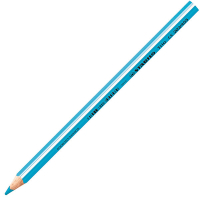 Drei dickere Buntstifte in himmelblauer Farbe für...